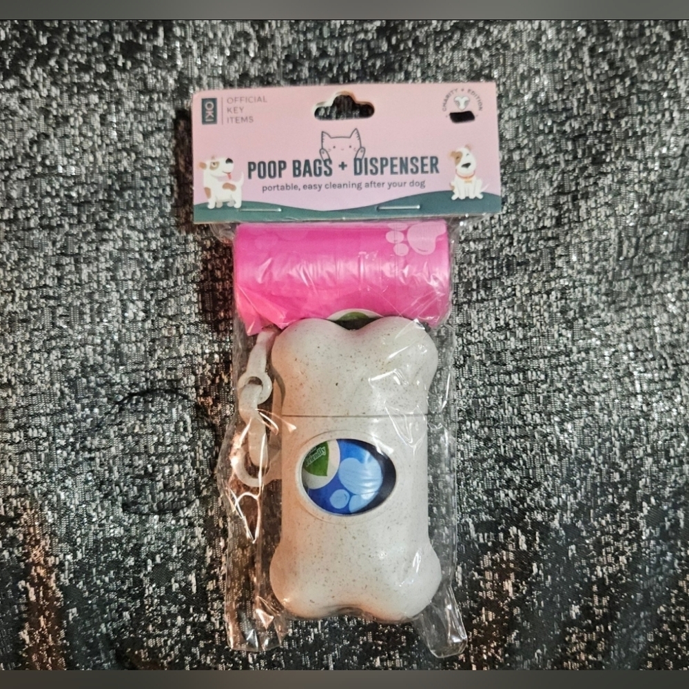 Bone-Shaped Poop Bag Dispenser with Pink Bags